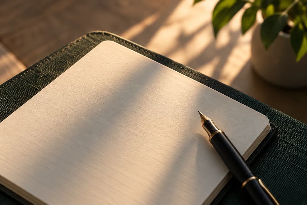 A notebook open for dream notes
